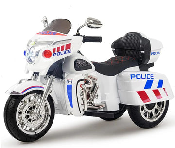 3 Wheel Police Kids Electric Ride On Motorcycle - 12v